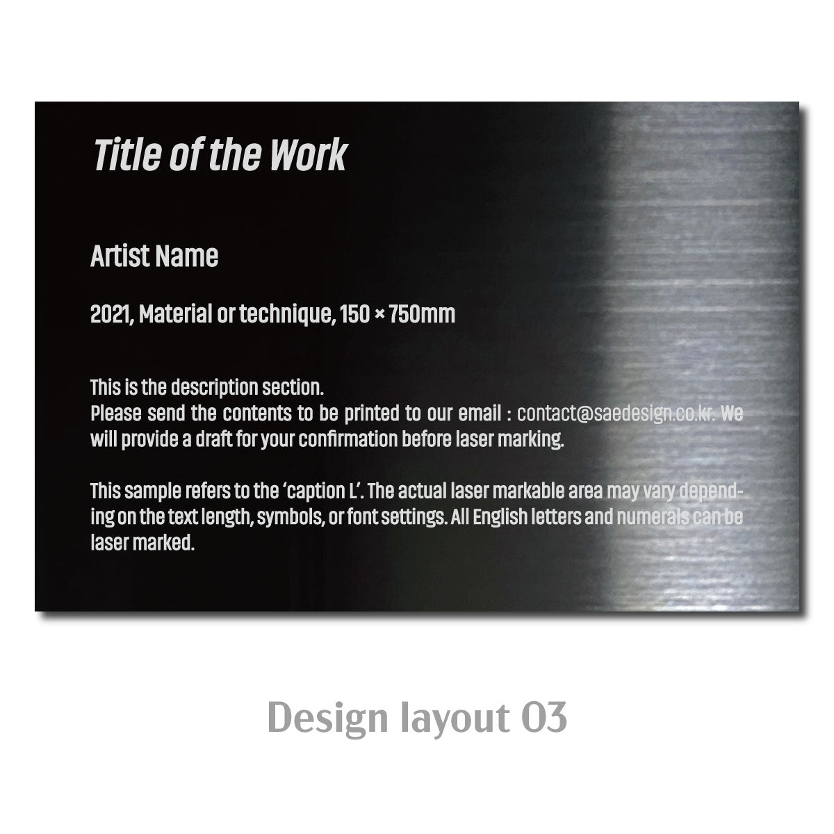 Large Freestanding Caption Plate Black 150x30x100mm 5.91x1.18x3.94in SIDE Collection