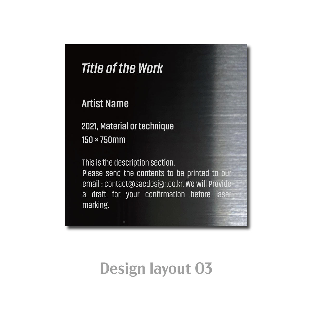 Medium Freestanding Caption Plate Black 80x30x80mm 3.15x1.18x3.15in Portait Wide SIDE Collection