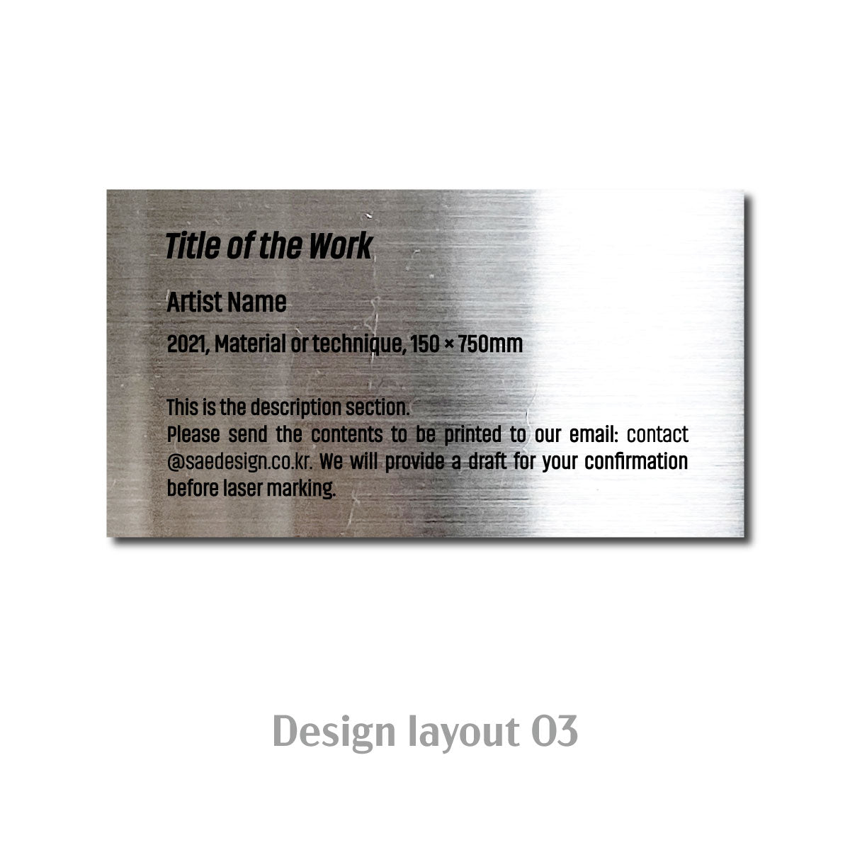 Medium Freestanding Caption Plate Silver 110x20x60mm 2.76x0.79x2.36in SIDE Collection