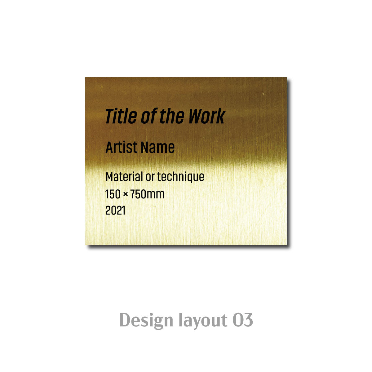 Small Freestanding Caption Plate Gold 60x20x50mm 2.36x1.97x0.79in Portait Wide SIDE Collection