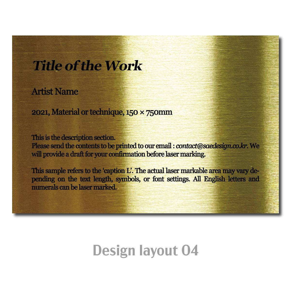 Large Freestanding Caption Plate Gold 150x30x100mm 5.91x1.18x3.94in SIDE Collection