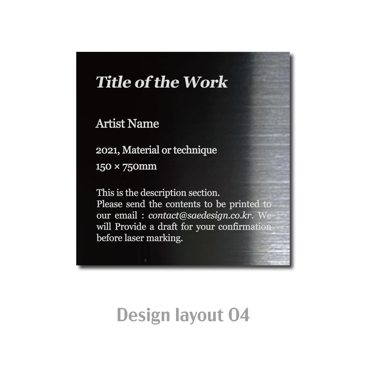 Medium Freestanding Caption Plate Black 80x30x80mm 3.15x1.18x3.15in Portait Wide SIDE Collection