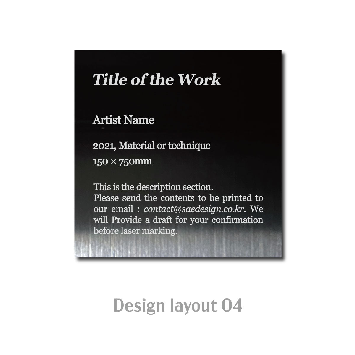 Medium Wide Vertical Stainless Steel Freestanding Caption Plate - Black