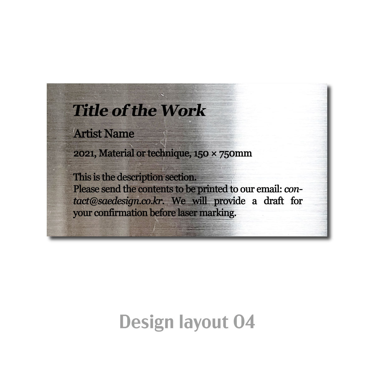 Medium Freestanding Caption Plate Silver 110x20x60mm 2.76x0.79x2.36in SIDE Collection