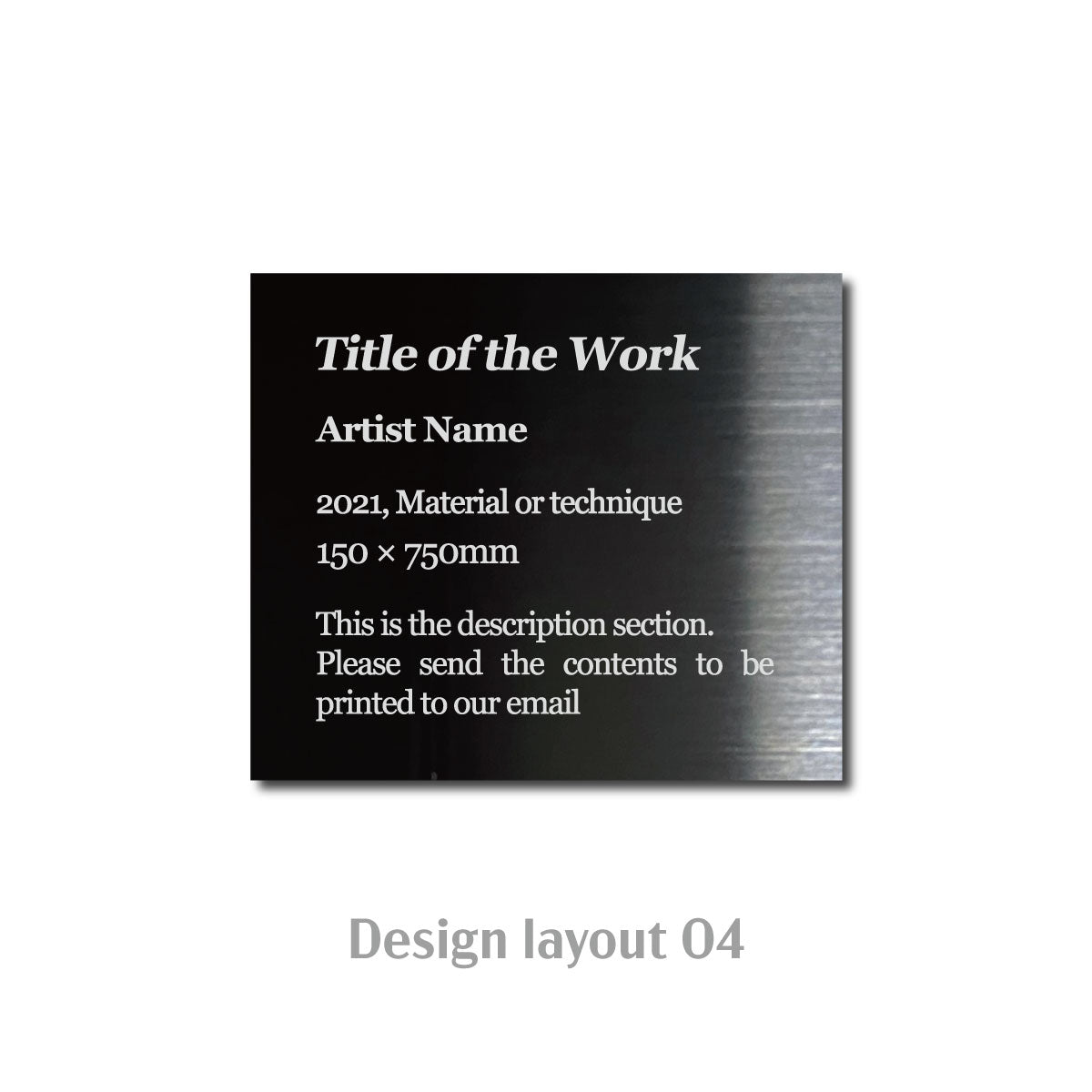 Small Adhesive Mounted Caption Plate Black 70x60mm 2.76x2.36in Extended Height SIDE Collection