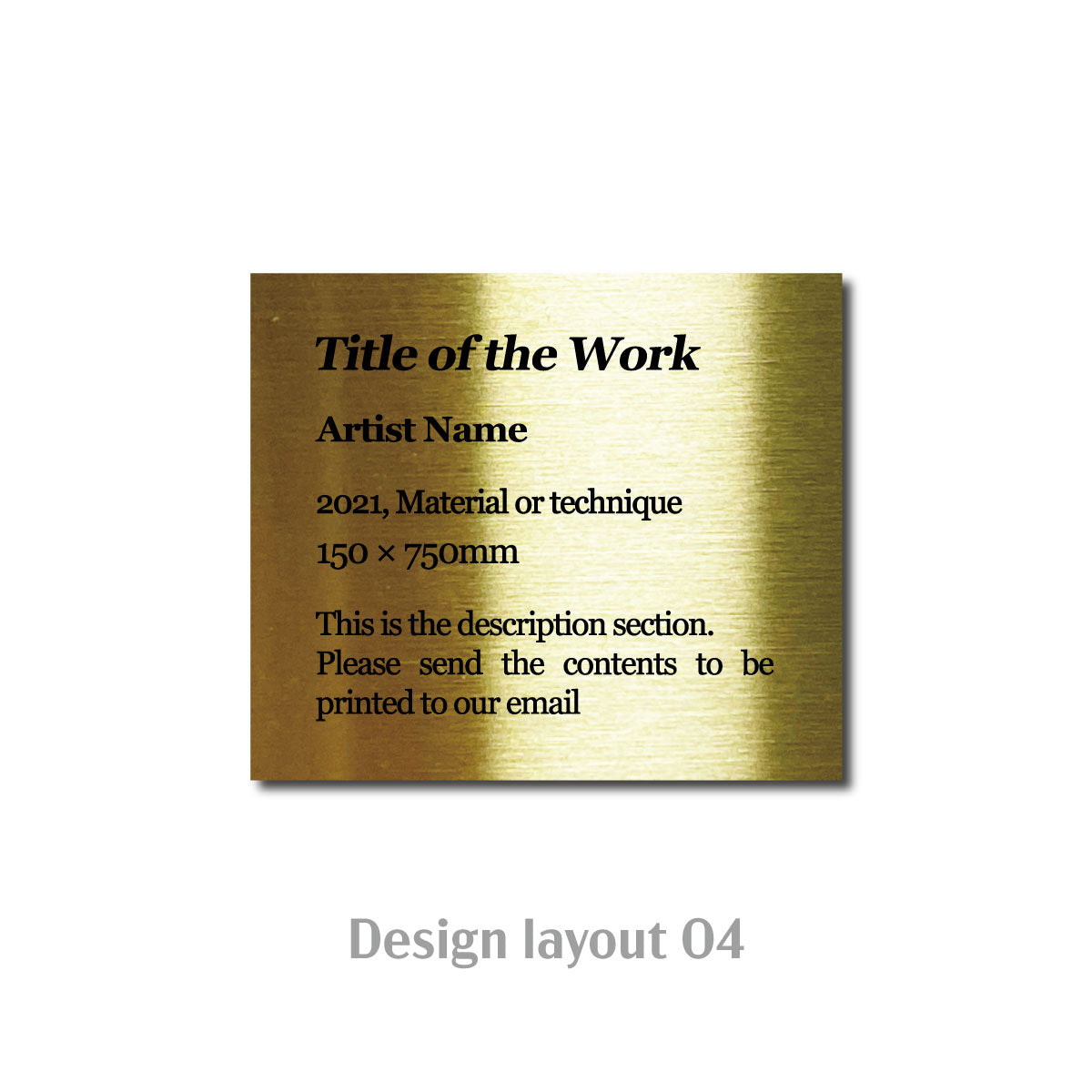 Small Adhesive Mounted Caption Plate Gold 70x60mm 2.76x2.36in Extended Height SIDE Collection