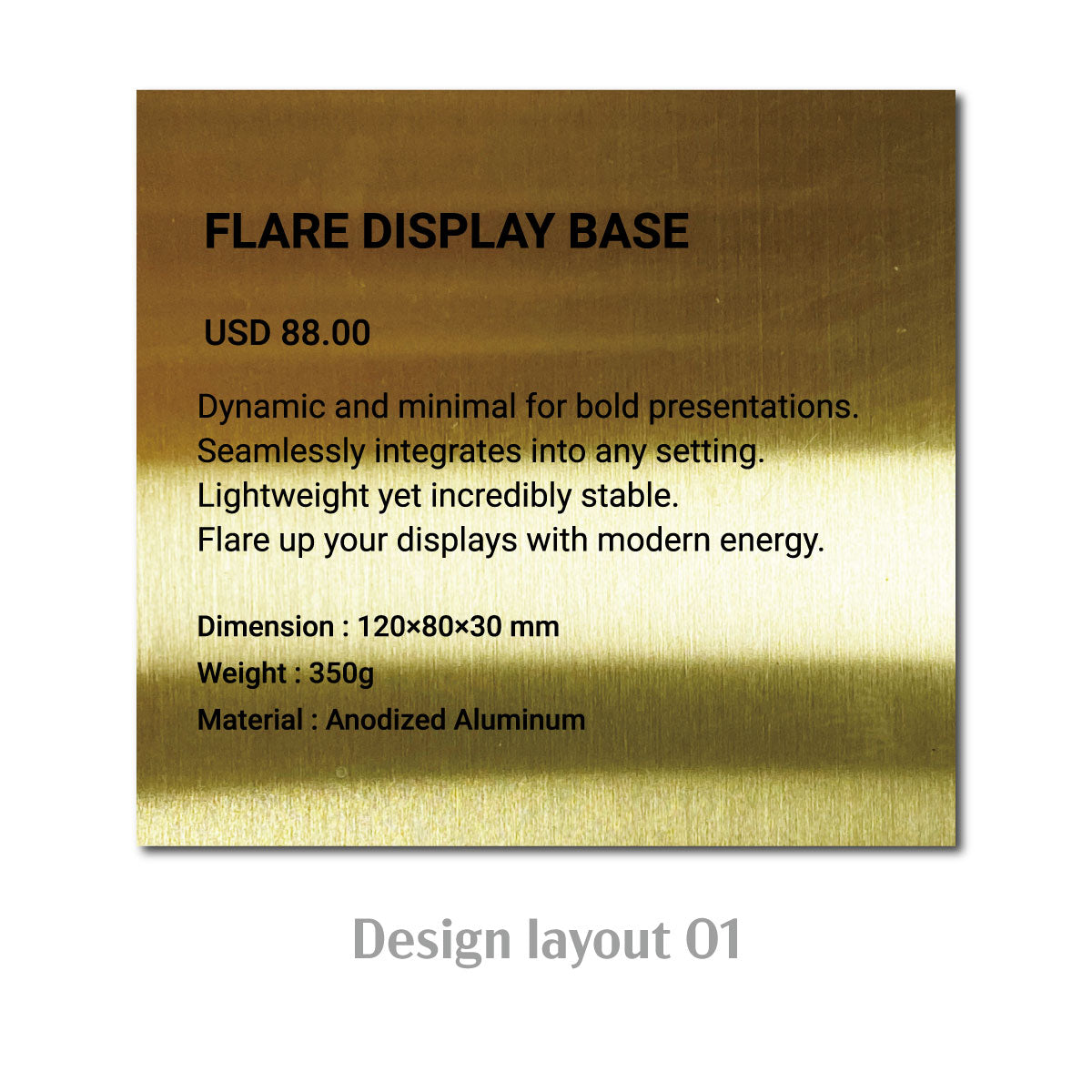 Large Freestanding POP Plate Gold Portrait Wide ECHO Collection