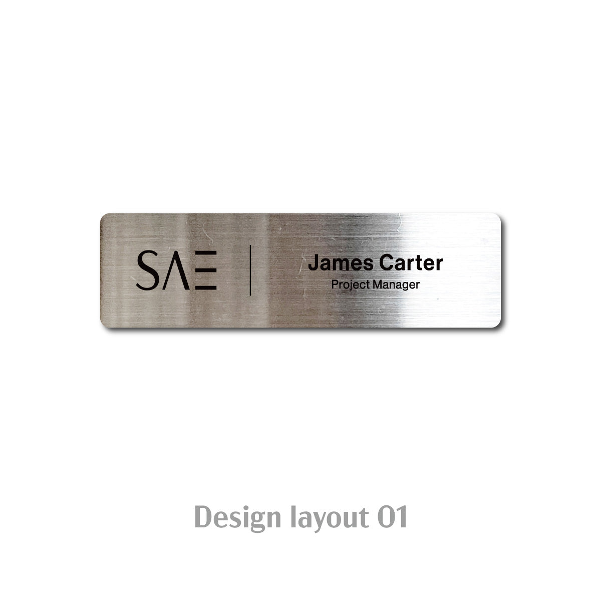 Laser Marked Stainless Steel Magnetic Name Badge - Silver