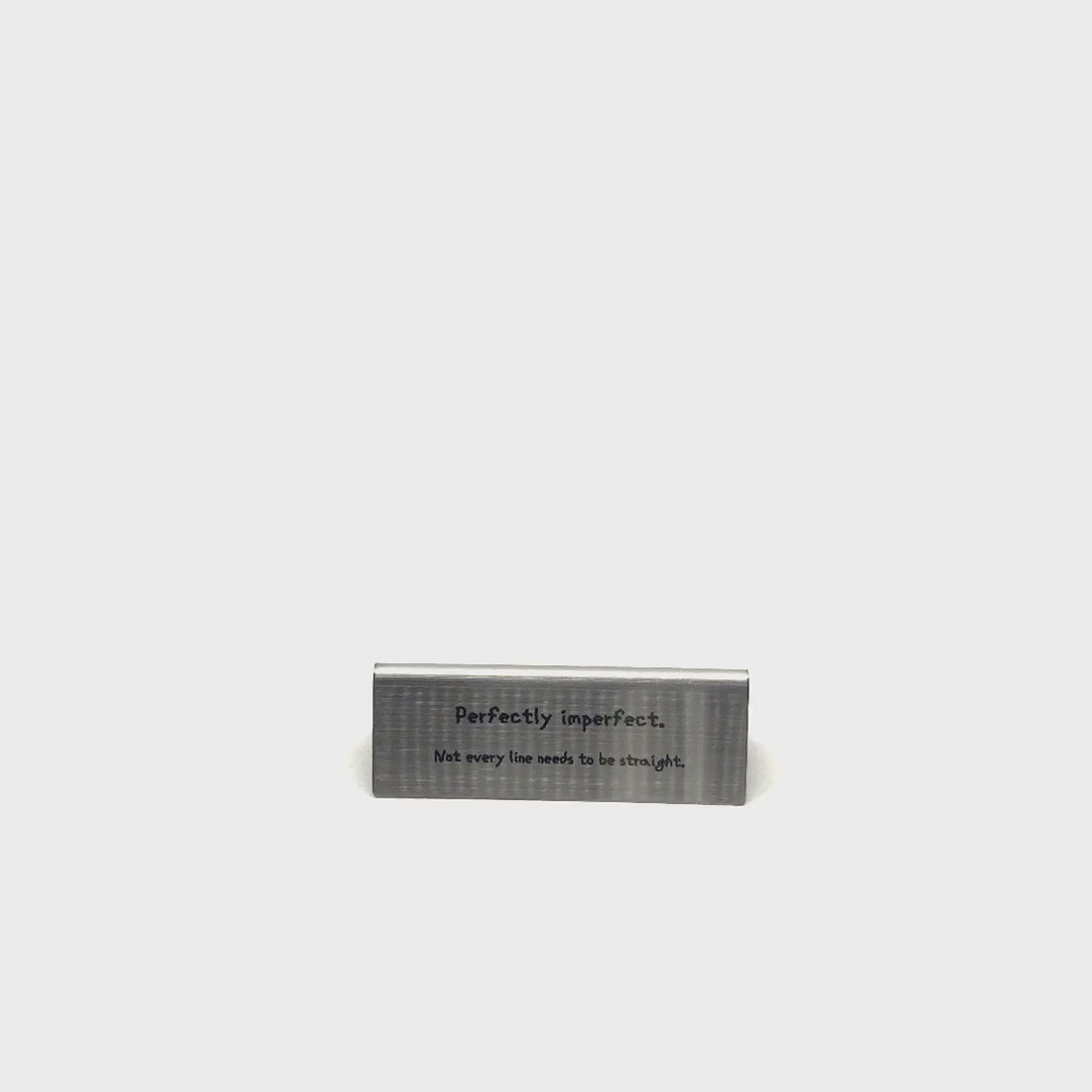 Stainless steel table tent POP plate, silver, 110×33×40mm
