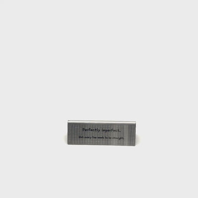 Stainless steel table tent POP plate, silver, 110×33×40mm
