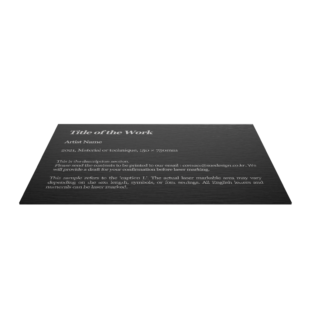 Stainless steel caption plate, black, 150×30×100mm from SIDE collection
