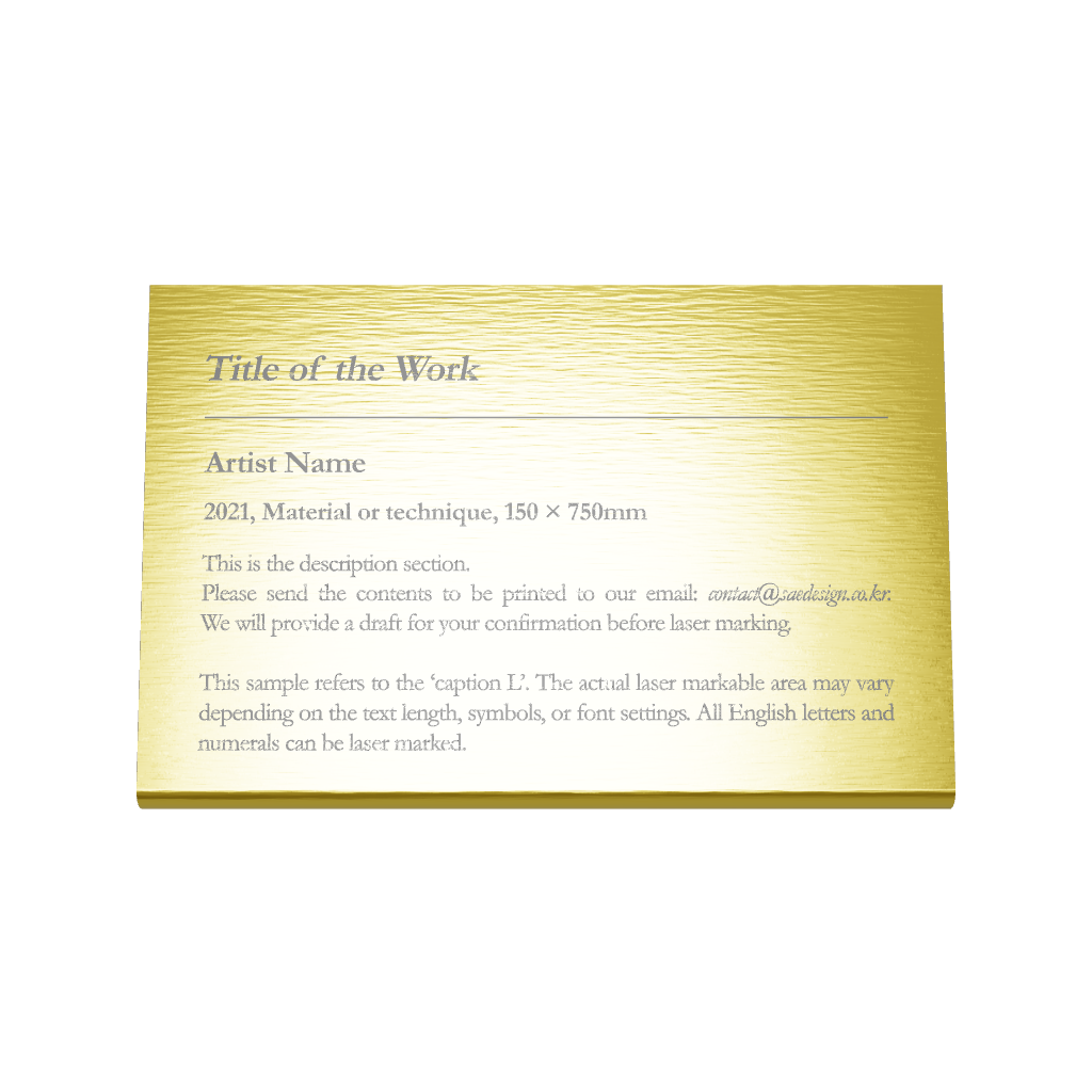 Stainless steel caption plate, gold, 150×30×100mm from SIDE collection
