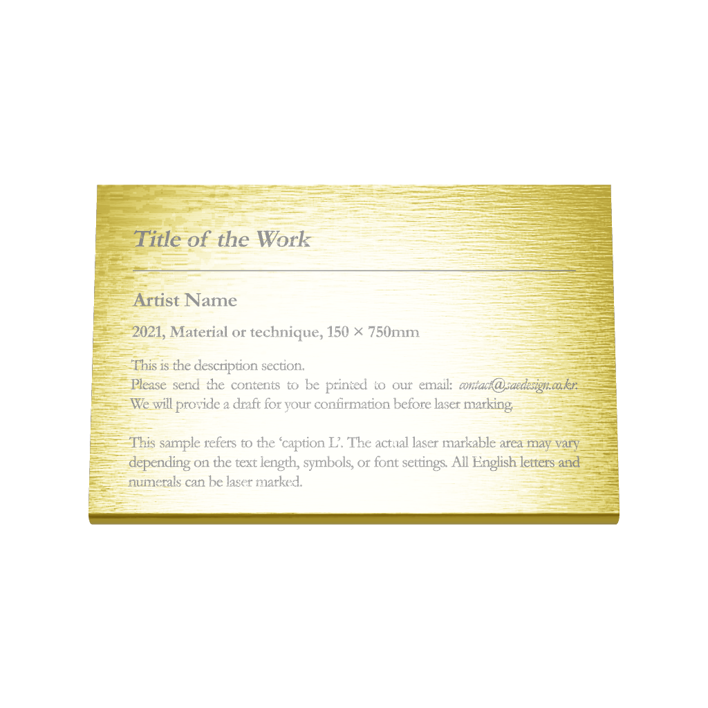 Stainless steel caption plate, gold, 150×30×100mm from SIDE collection
