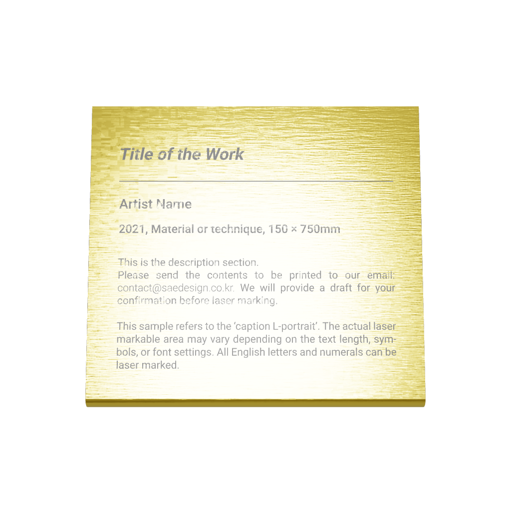 Stainless steel caption plate, gold, 130×30×120mm from SIDE collection
