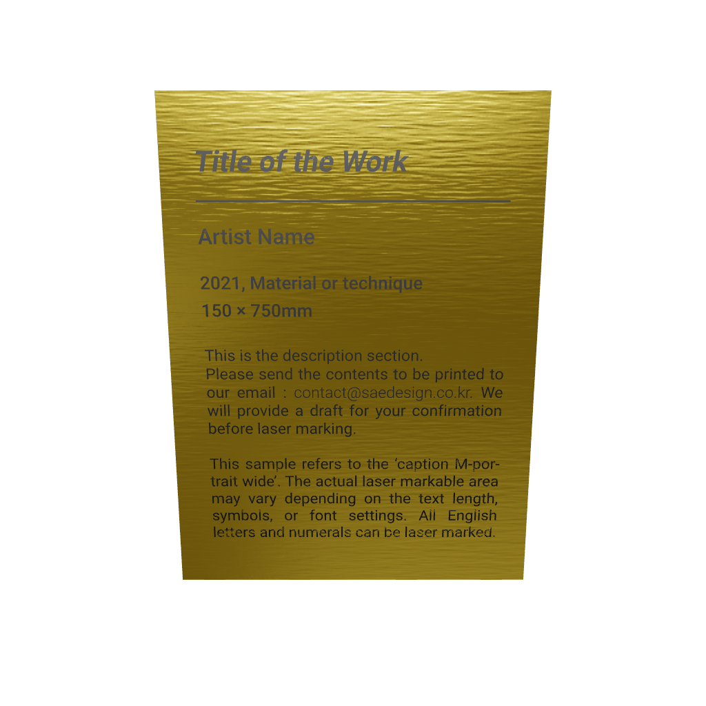 Stainless steel caption plate, gold, 80×110mm from SIDE collection
