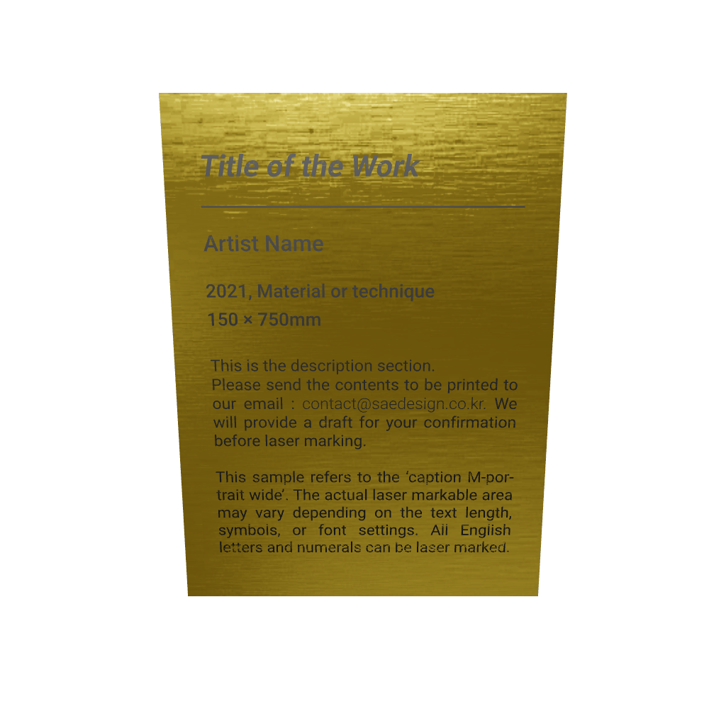 Stainless steel caption plate, gold, 80×110mm from SIDE collection

