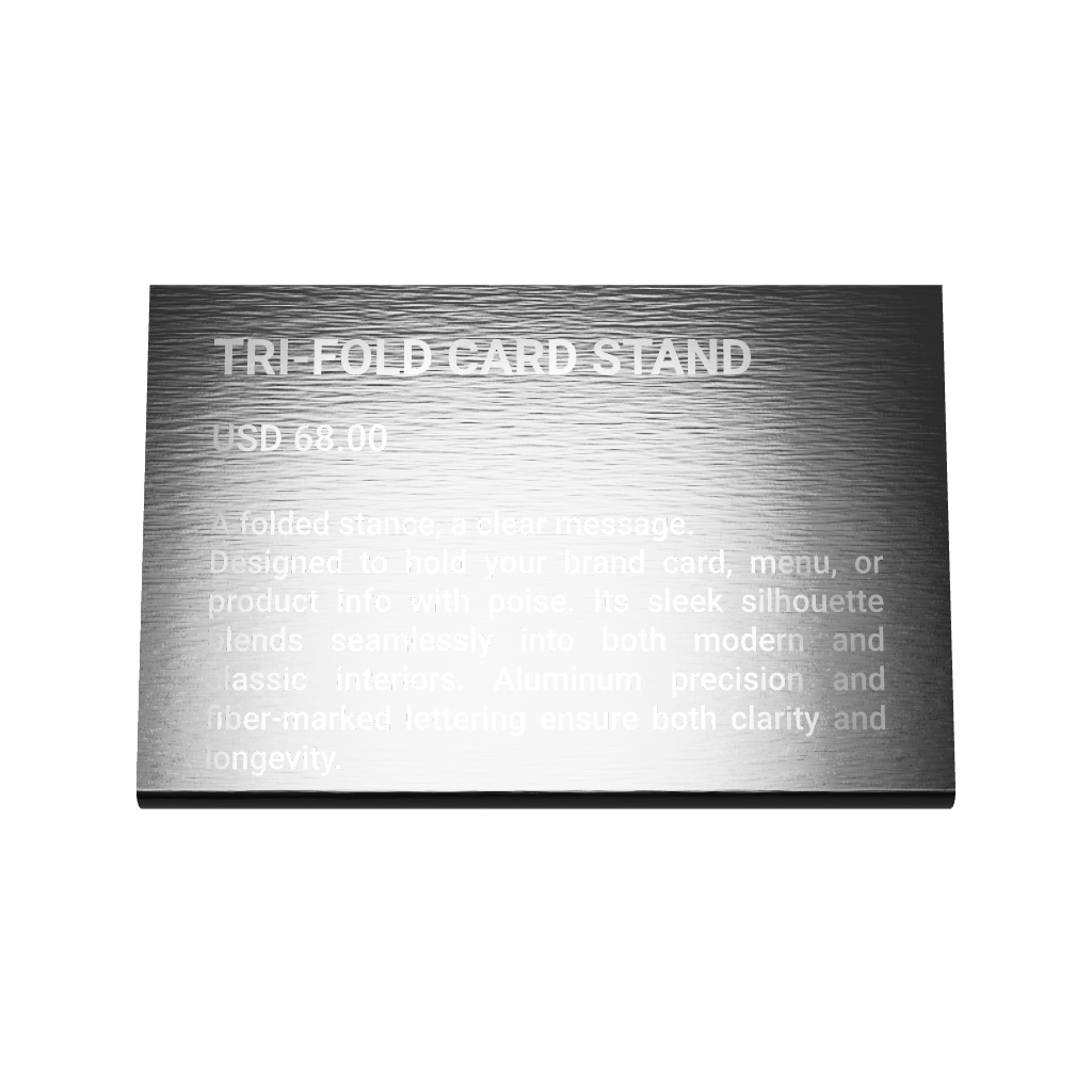 Stainless steel freestanding Tabletop Sign, black, 150×30×100mm
