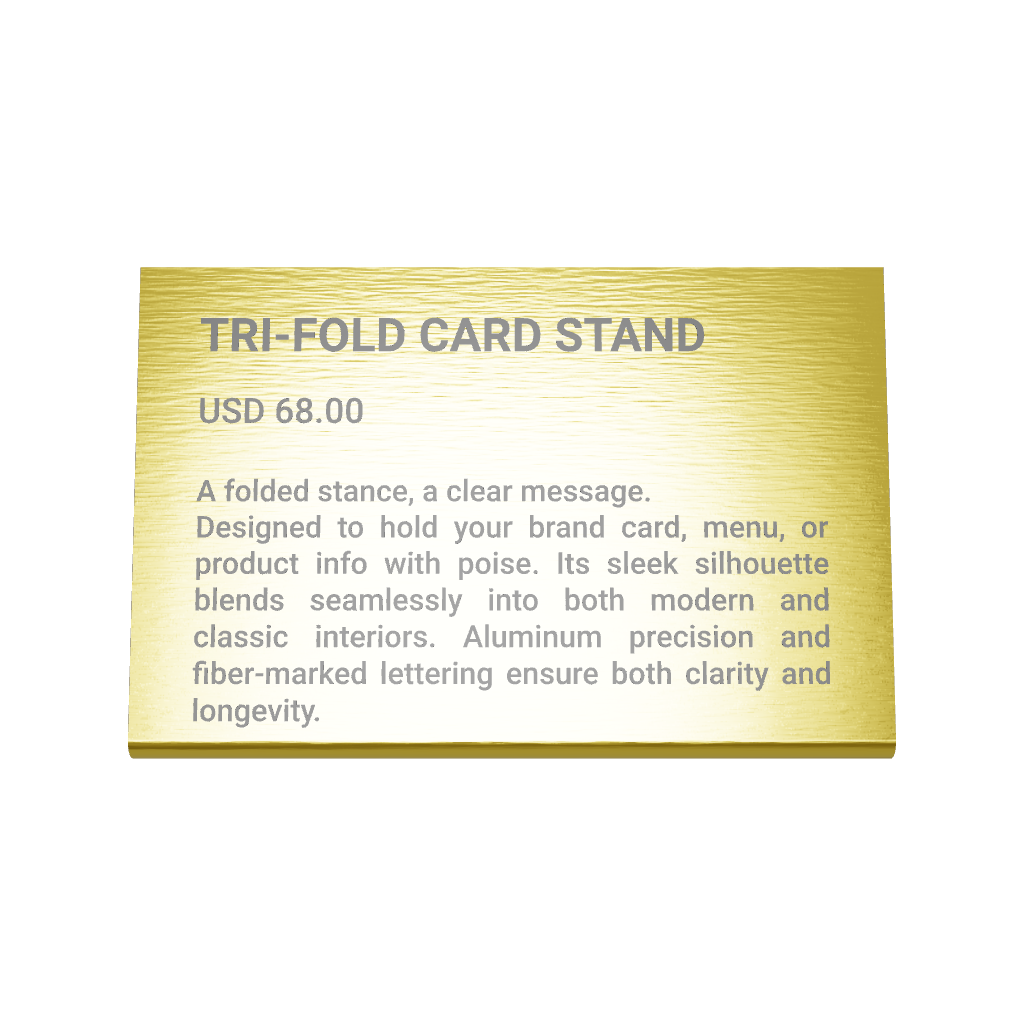 Stainless steel freestanding Tabletop Sign, gold, 150×30×100mm
