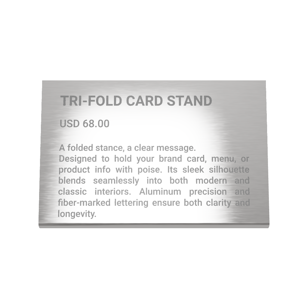 Stainless steel freestanding Tabletop Sign, silver, 150×30×100mm

