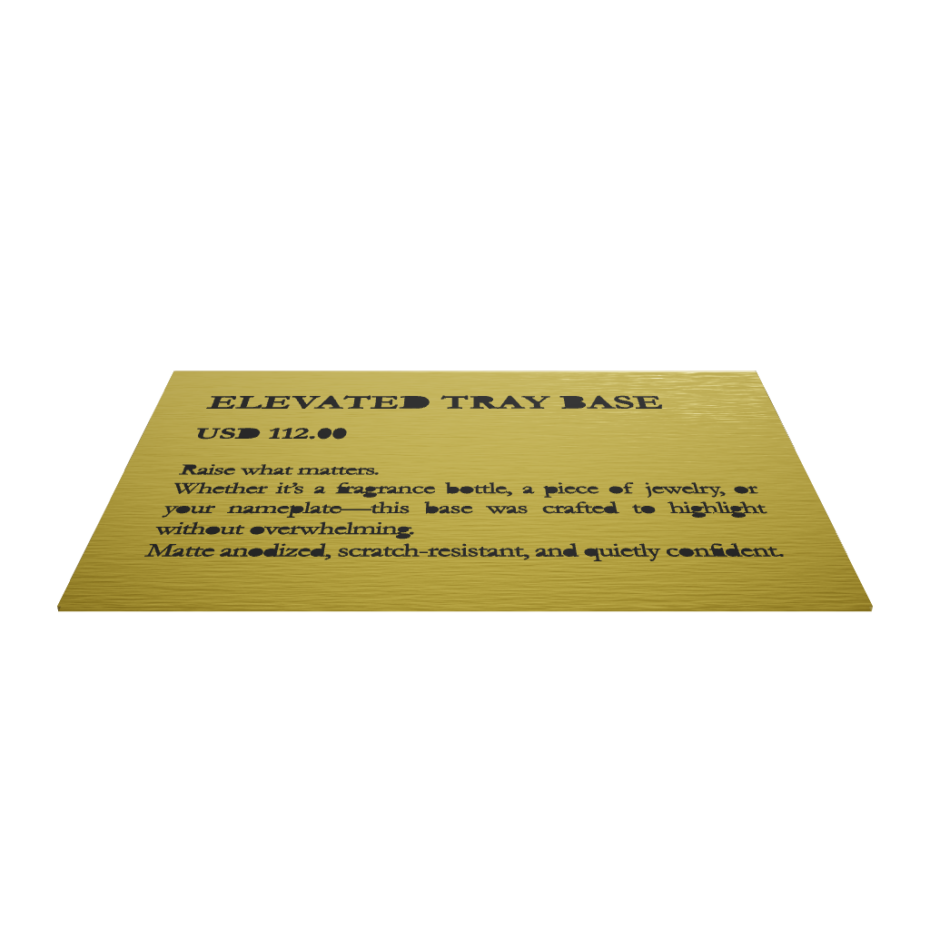 Stainless steel freestanding POP plate, gold, 150×30×100mm

