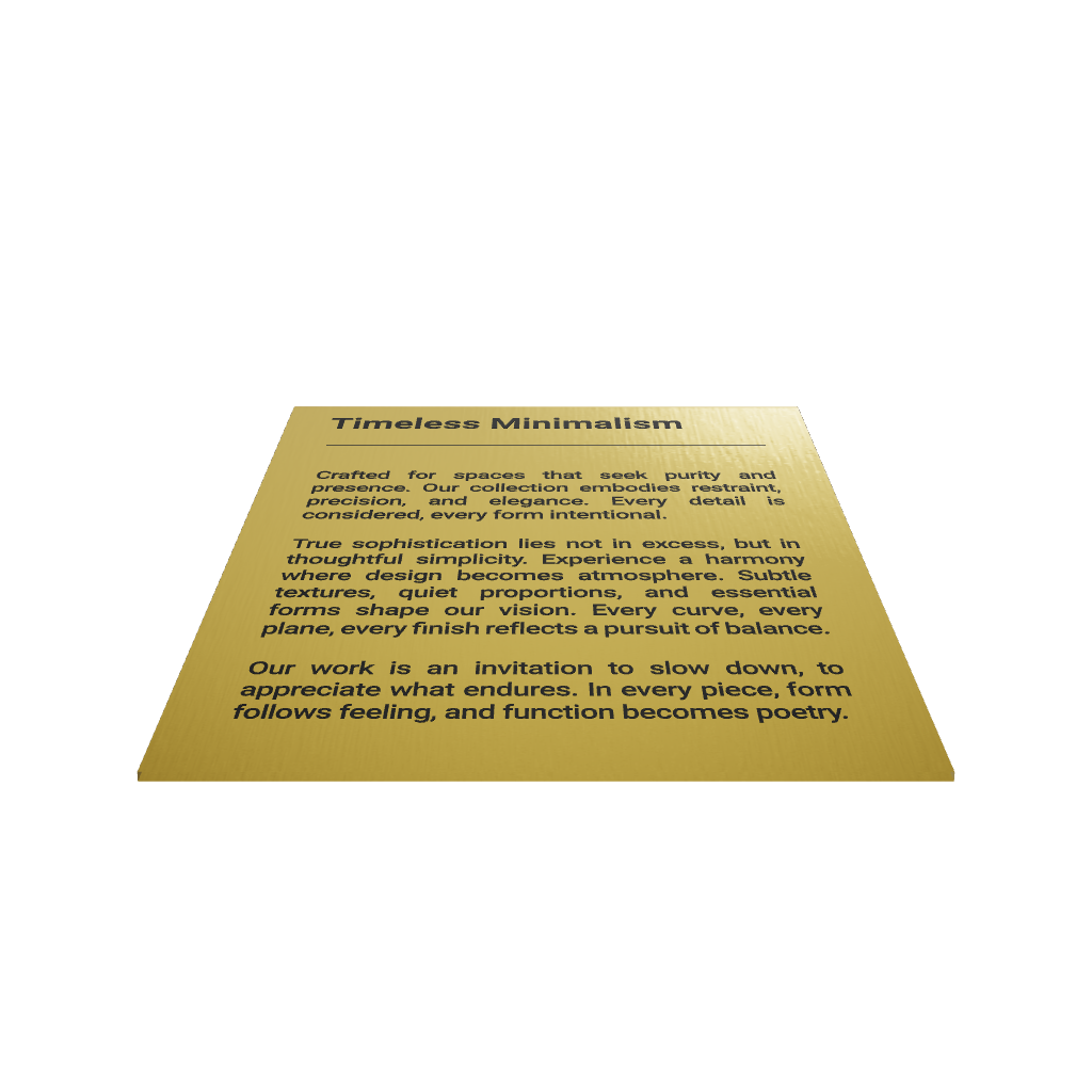 Stainless steel freestanding tabletop sign, gold, 100×30×120mm
