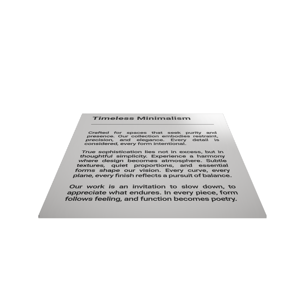 Stainless steel freestanding tabletop sign, silver, 100×30×120mm
