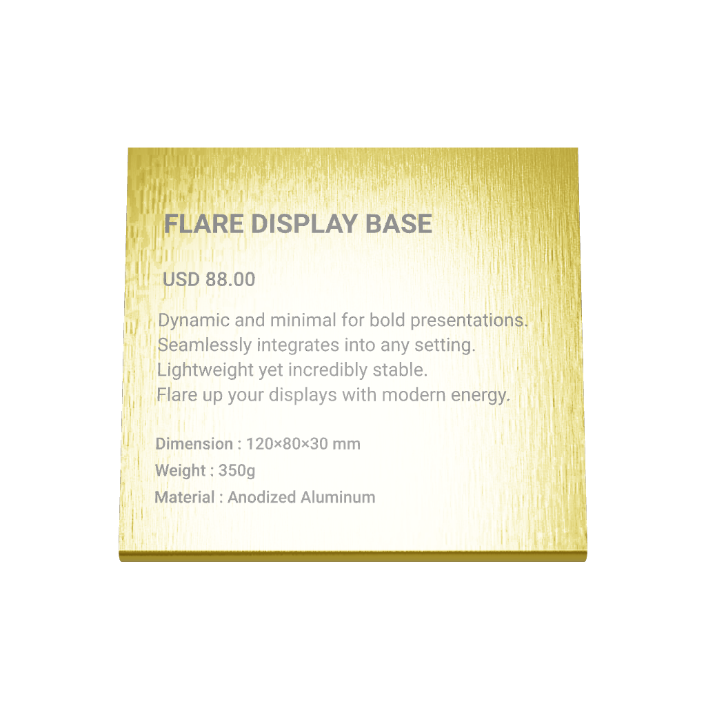 Stainless steel freestanding POP plate, gold, 130×30×120mm