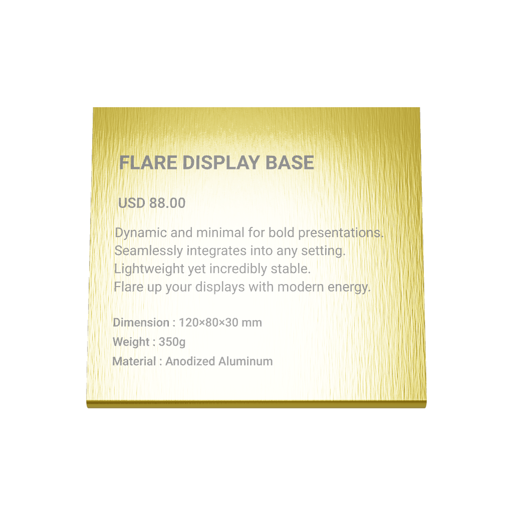 Stainless steel freestanding tabletop sign, gold, 130×30×120mm
