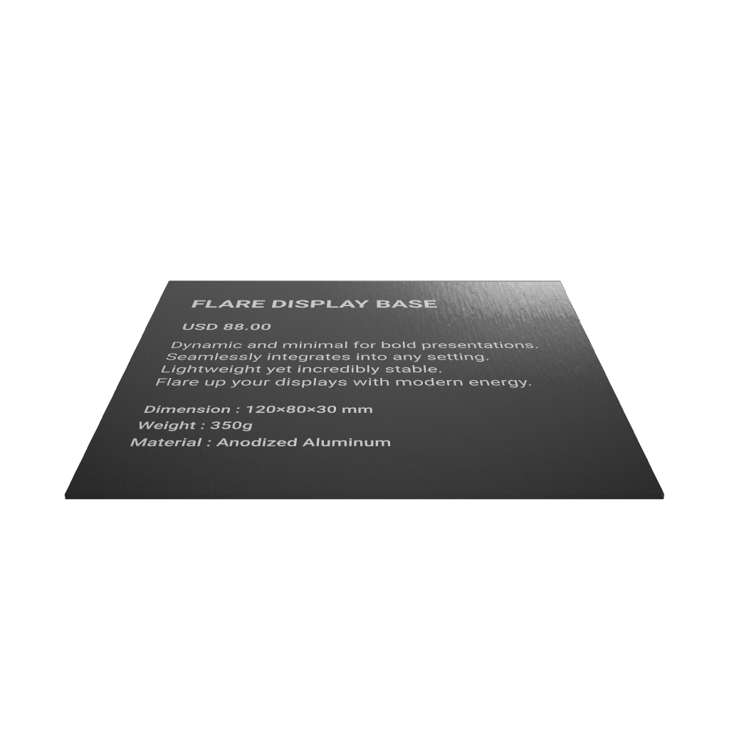 Stainless steel freestanding tabletop sign, black, 130×30×120mm
