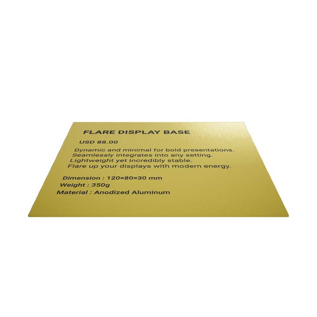 Stainless steel freestanding tabletop sign, gold, 130×30×120mm
