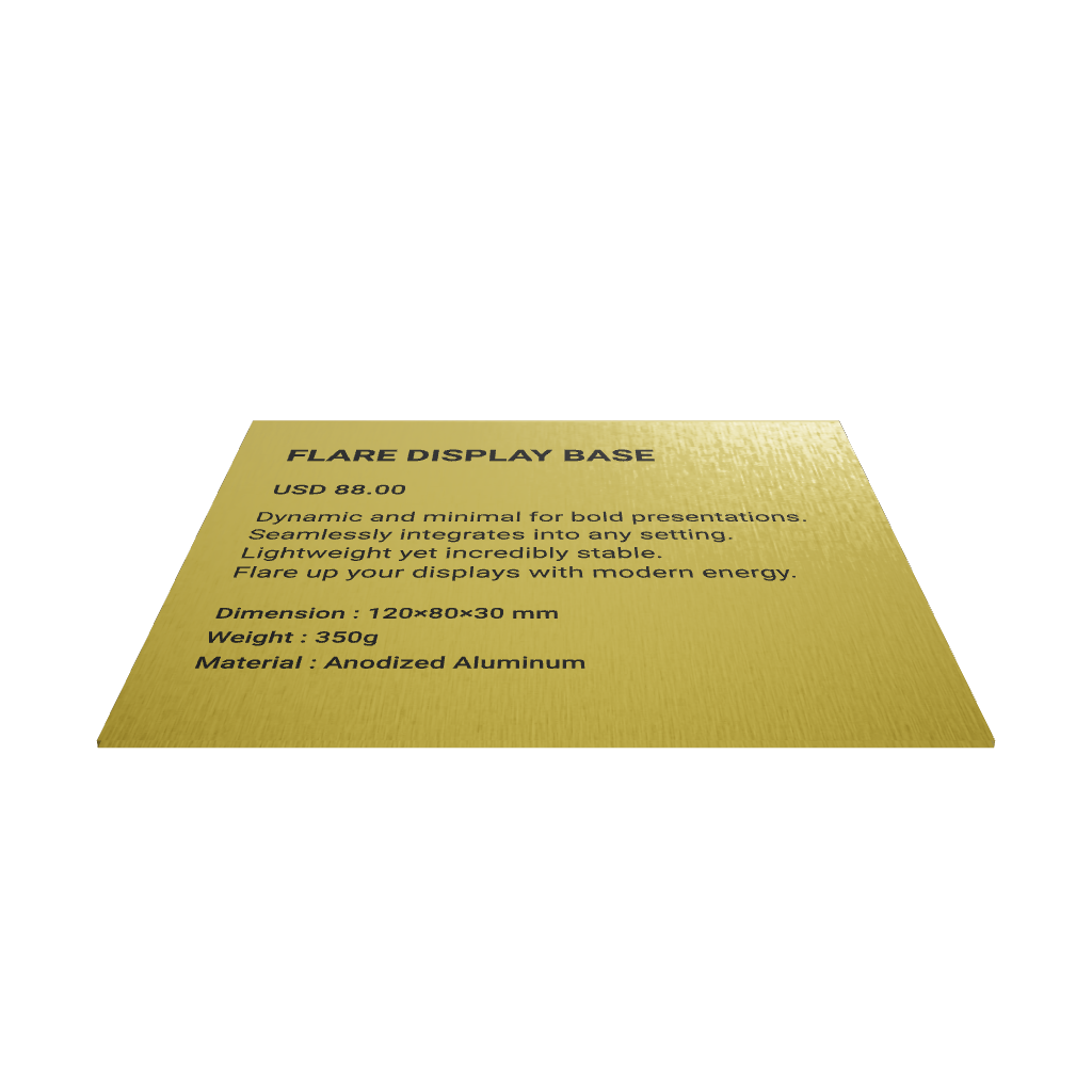 Stainless steel freestanding POP plate, gold, 130×30×120mm