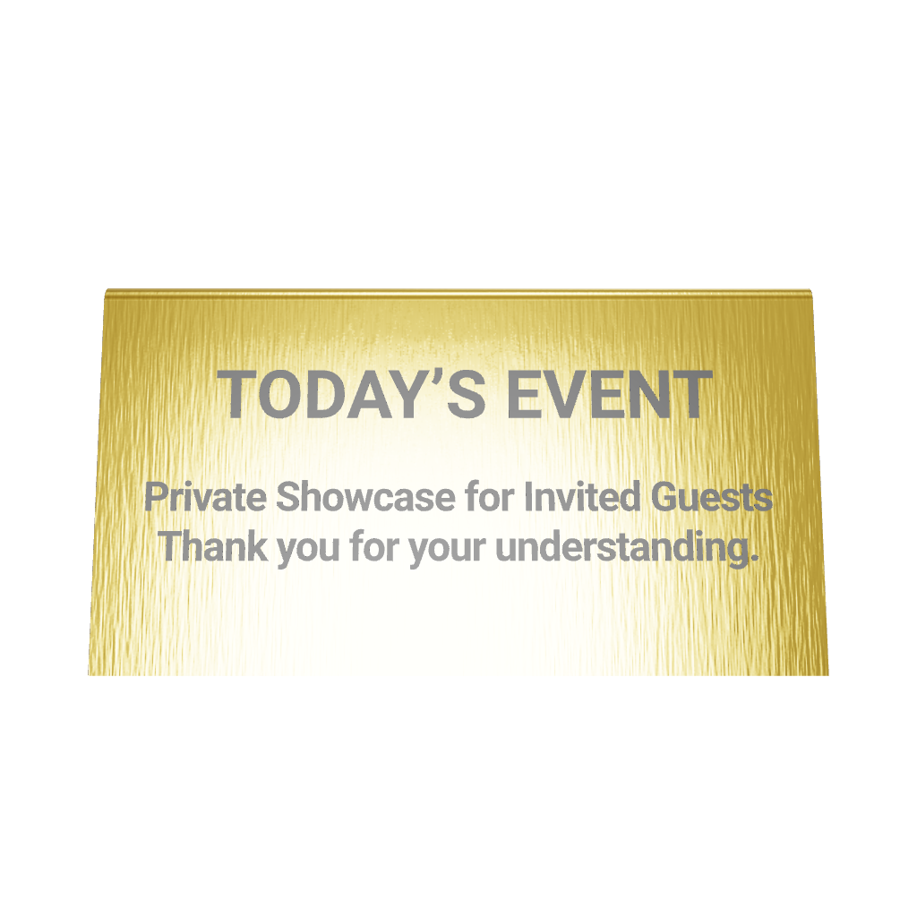 Stainless steel table tent POP plate, gold, 130×60×75mm
