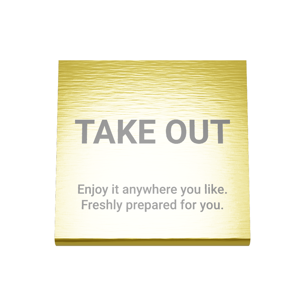 Stainless steel freestanding medium tabletop sign, gold, 80×30×80mm

