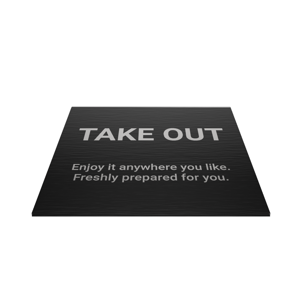 Stainless steel freestanding medium tabletop sign, black, 80×30×80mm
