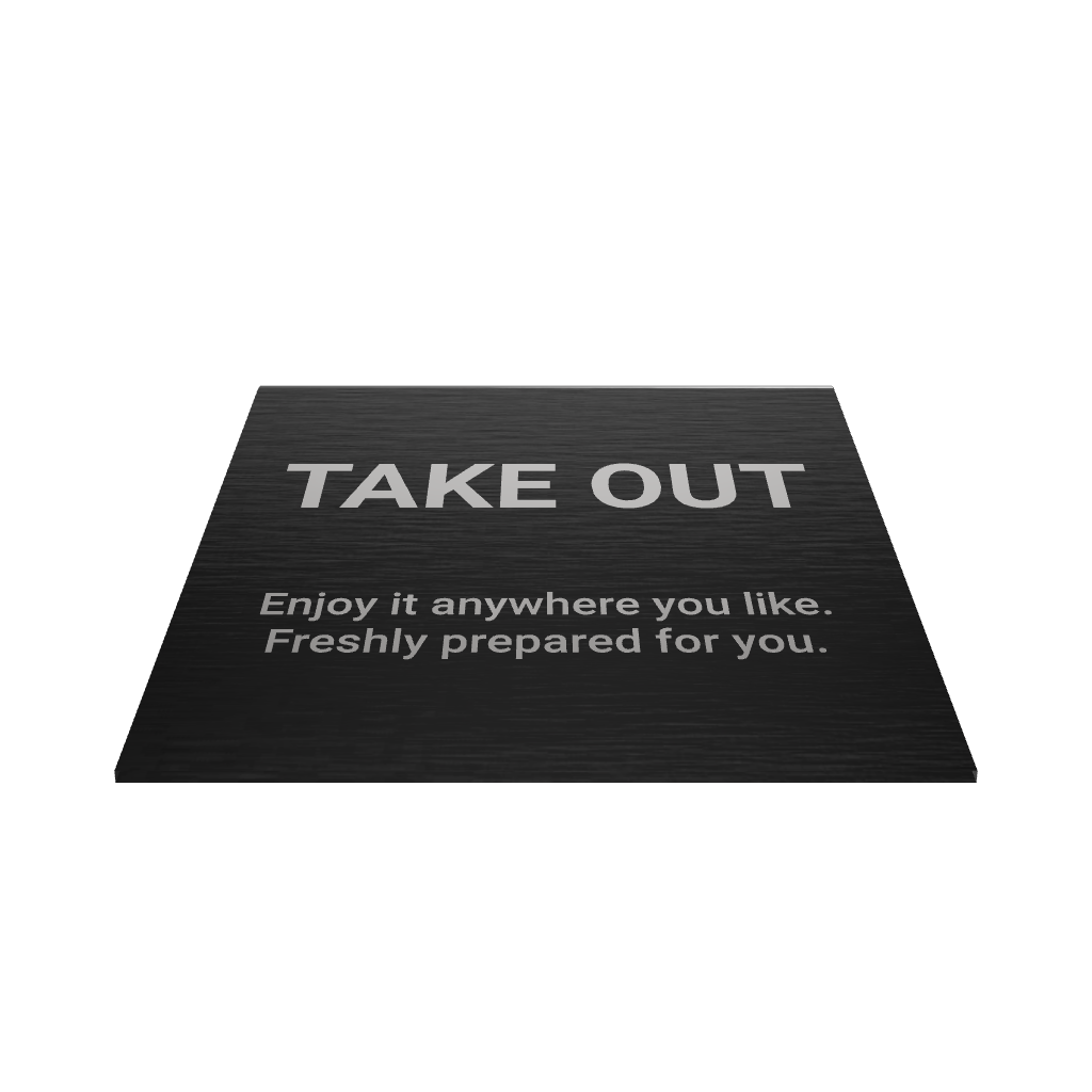 Stainless steel freestanding medium tabletop sign, black, 80×30×80mm
