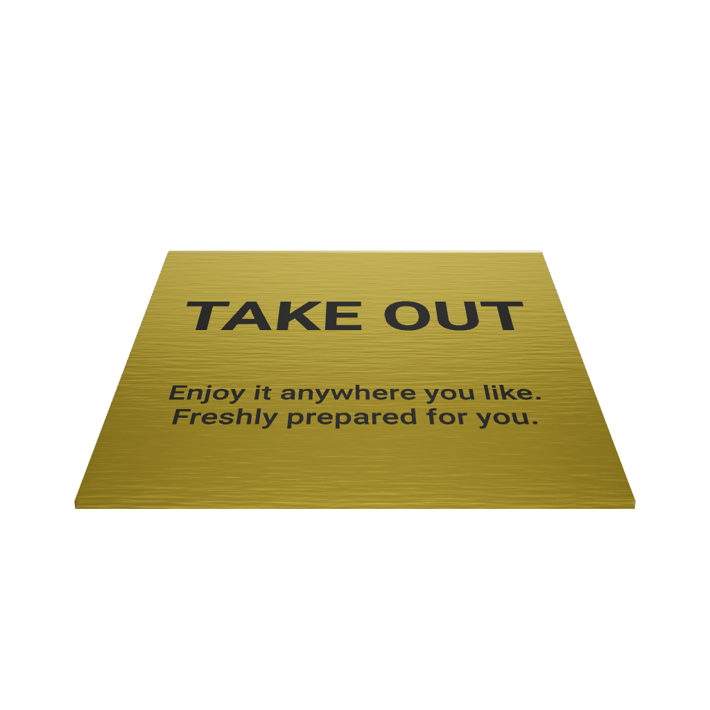 Stainless steel freestanding medium tabletop sign, gold, 80×30×80mm

