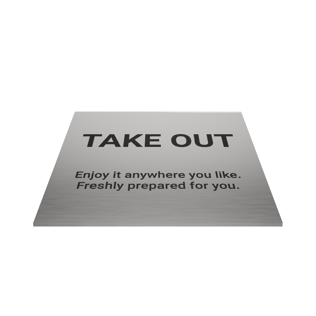 Stainless steel freestanding medium tabletop sign, silver, 80×30×80mm
