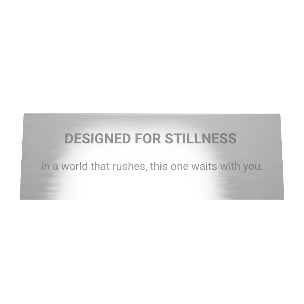 Stainless steel table tent POP plate, silver, 110×33×40mm
