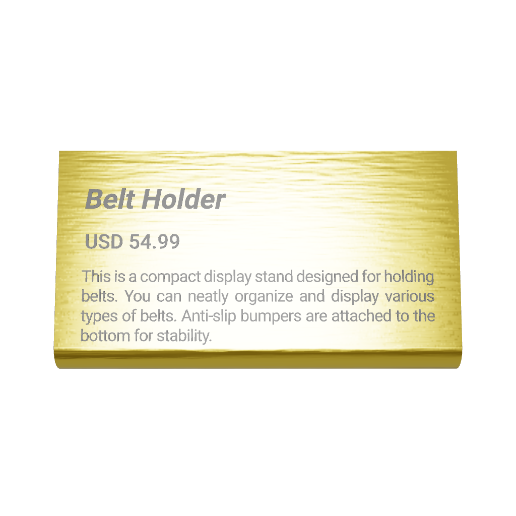 Stainless steel freestanding small POP plate, gold, 70×20×40mm
