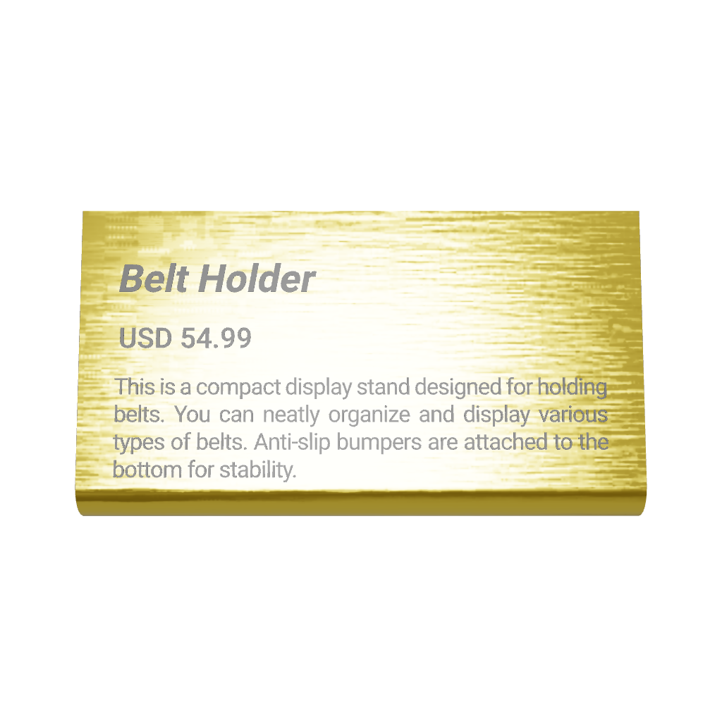 Stainless steel freestanding small POP plate, gold, 70×20×40mm
