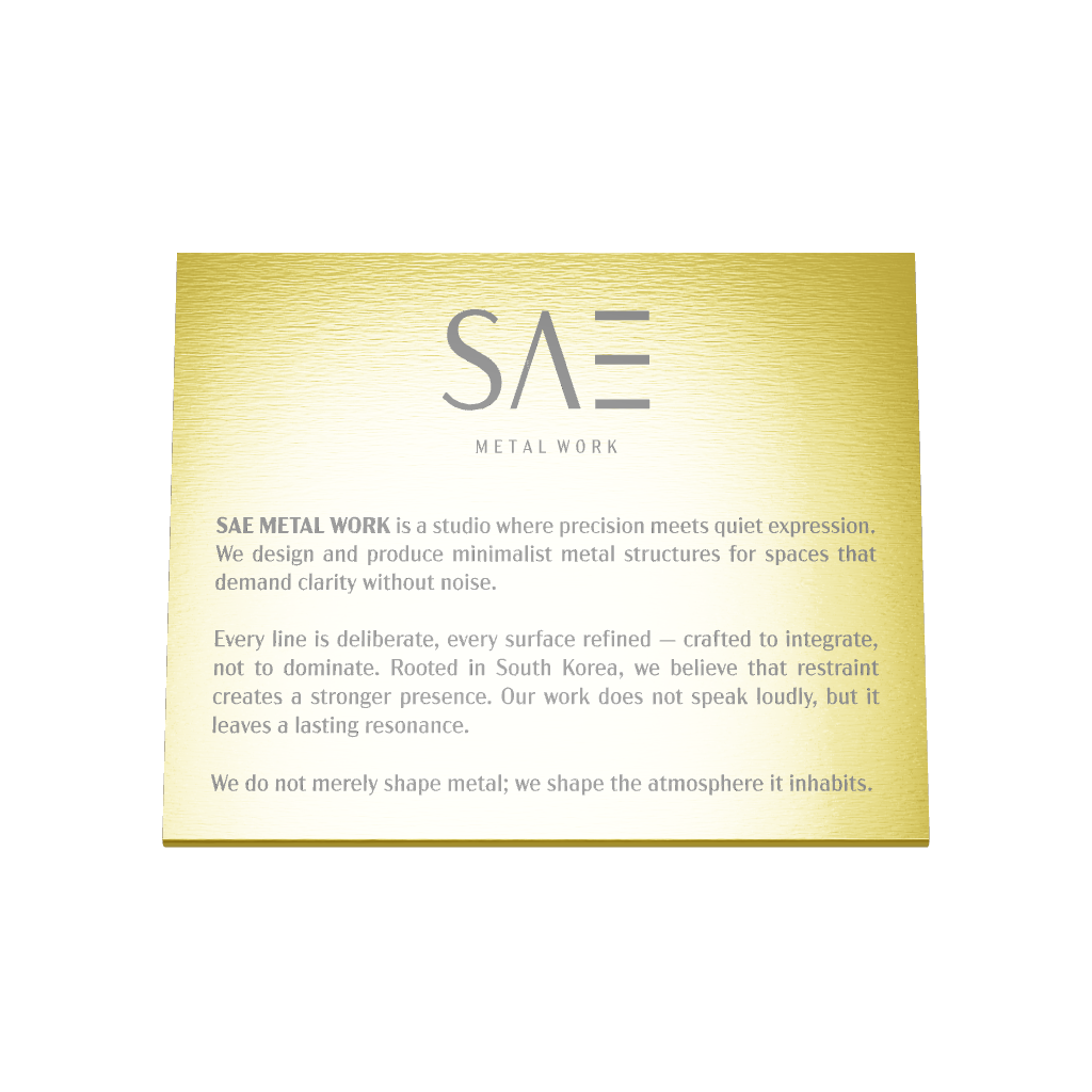 Stainless steel freestanding tabletop sign, gold, 300×60×240mm
