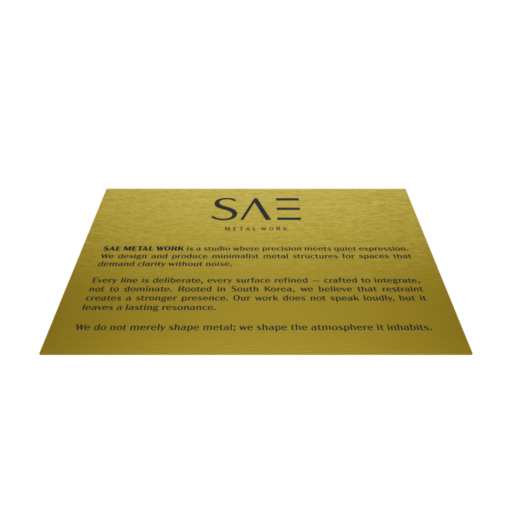 Stainless steel freestanding tabletop sign, gold, 300×60×240mm
