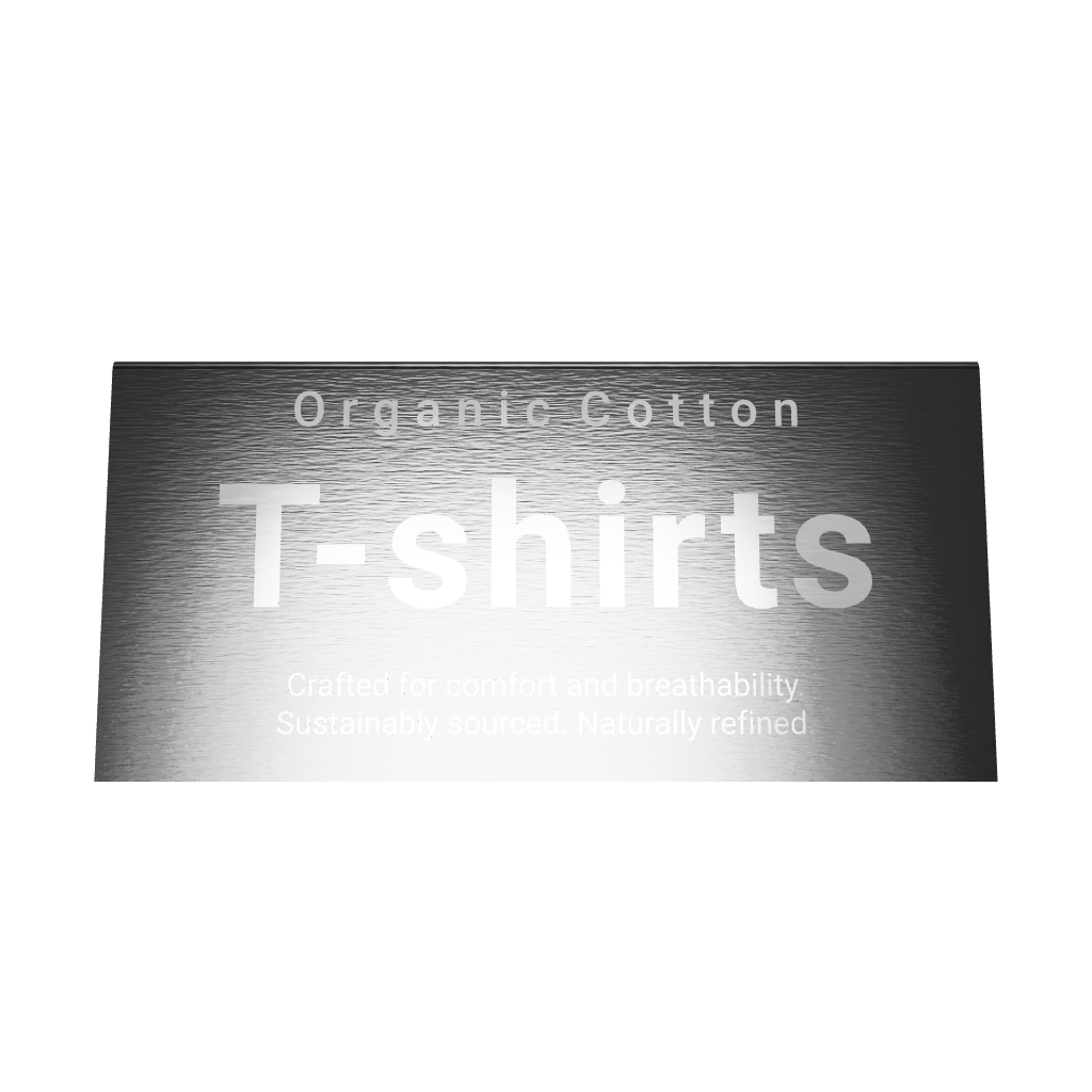 Stainless steel table tent sign, black, 300×127×150mm
