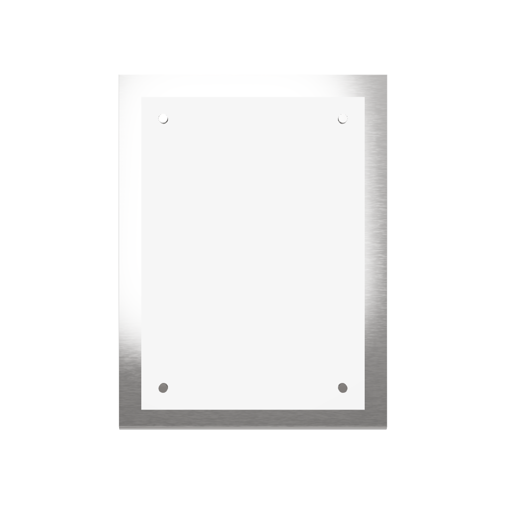 Stainless steel freestanding A4 tabletop sign holder, silver, 240×80×320mm
