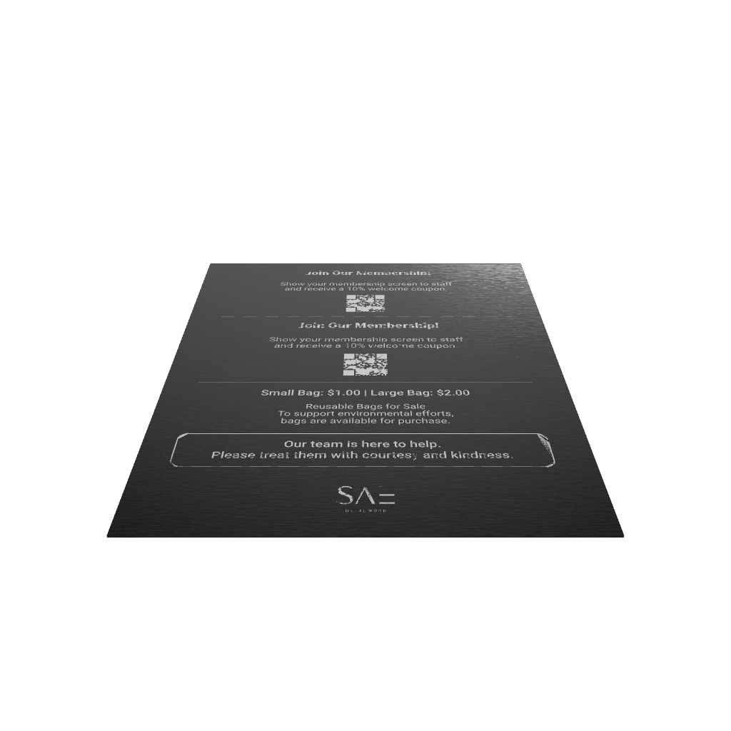 Stainless steel freestanding POP plate, black, 240×80×320mm
