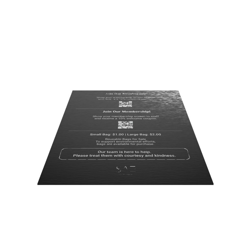 Stainless steel freestanding A5 tabletop sign, black, 170×60×230mm
