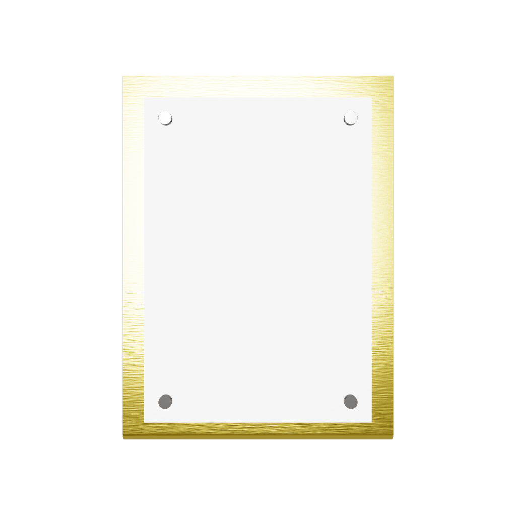 Stainless steel freestanding A6 tabletop sign holder, gold, 125×50×170mm
