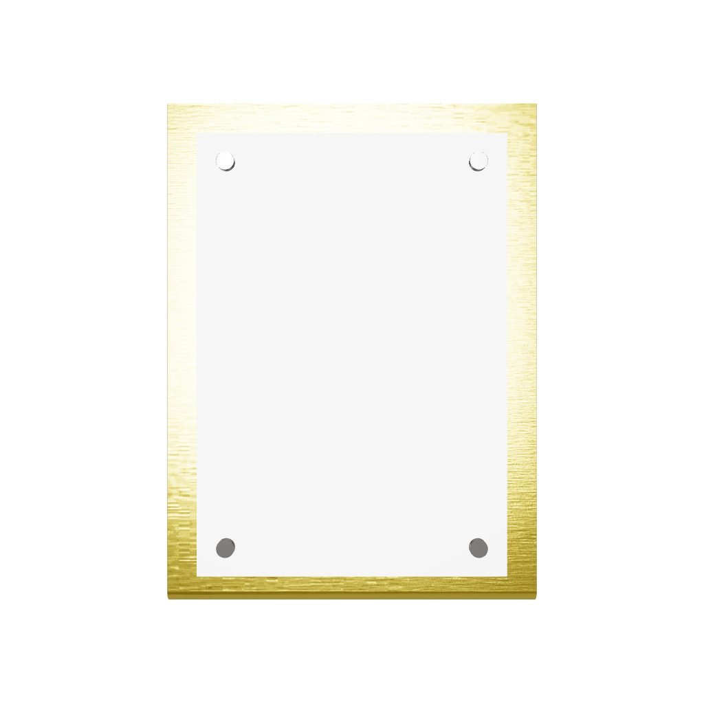 Stainless steel freestanding A6 POP plate, gold, 125×50×170mm
