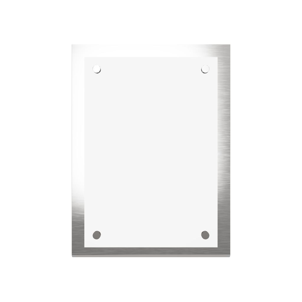 Stainless steel freestanding A6 tabletop sign holder, silver, 125×50×170mm
