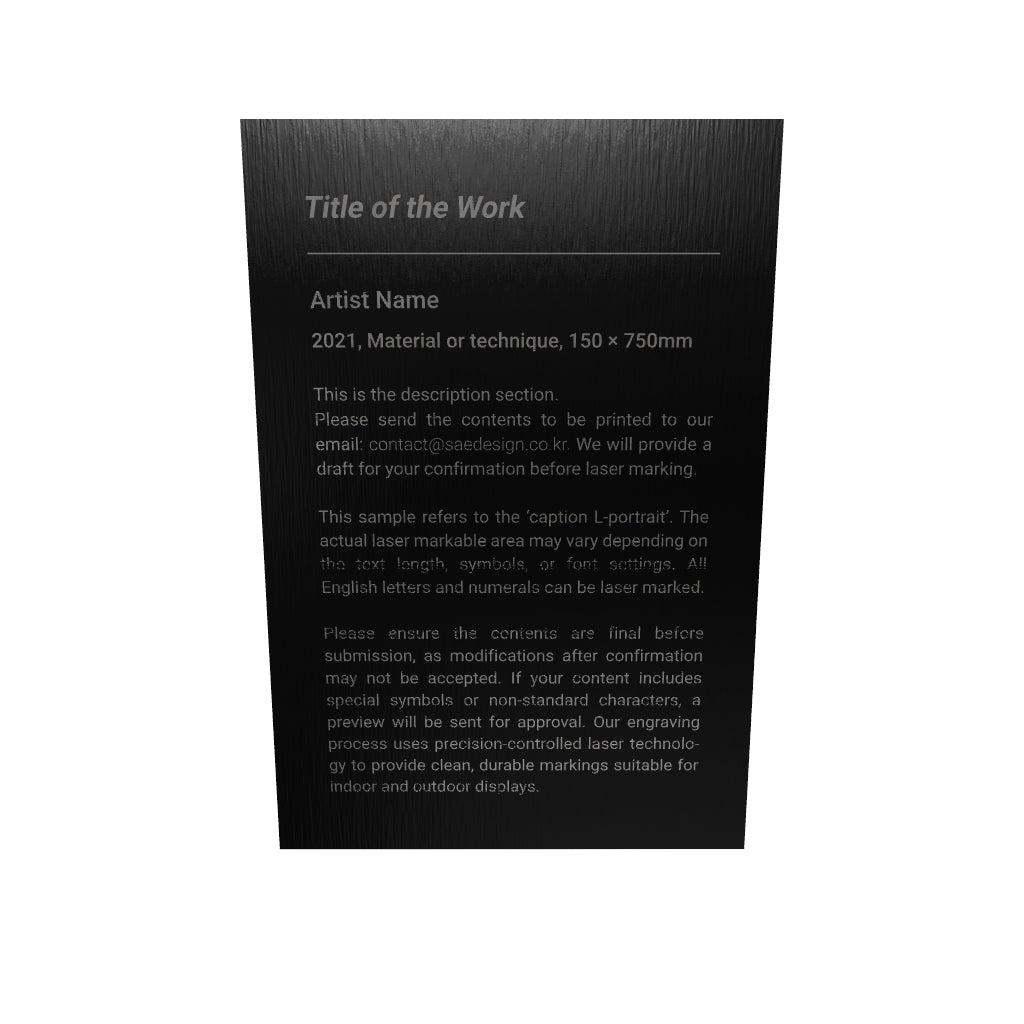 Stainless steel caption plate, black, 100×150mm from SIDE collection
